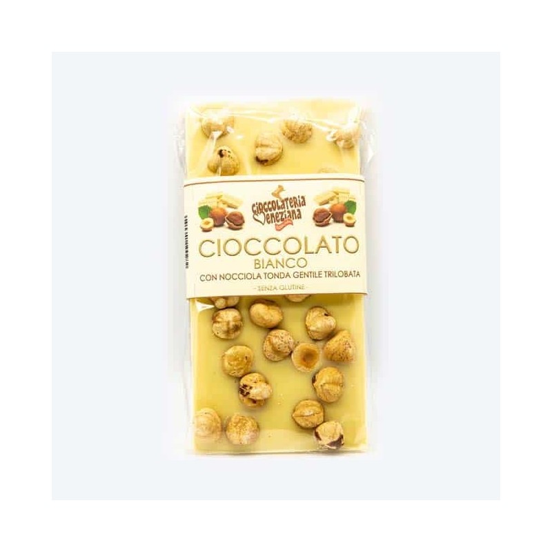 White chocolate with roasted round Tonda Gentile hazelnut