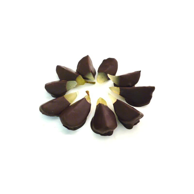 Pera candita ricoperta con cioccolato fondente