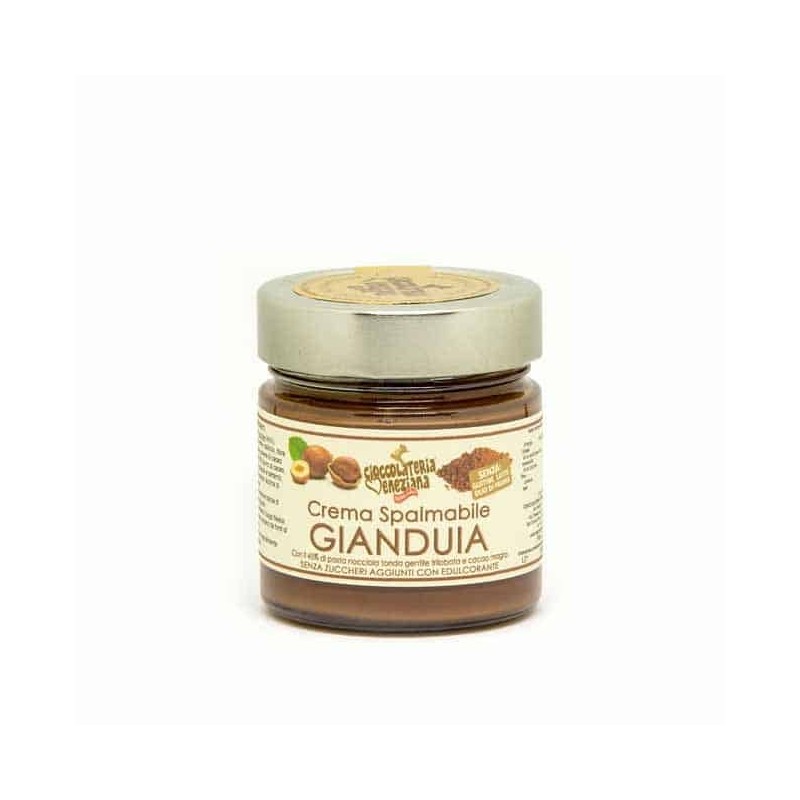Crema spalmabile al gianduia con 45% nocciole TGT senza zucchero e lat