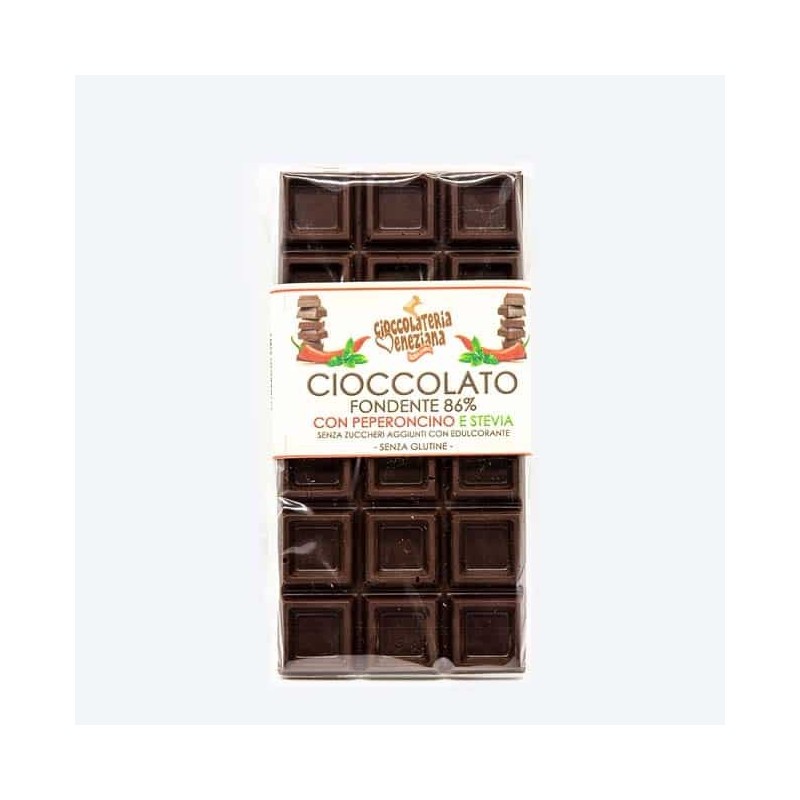 Tablette de Chocolat Noir 86% au Piment doux, sucrée à la stévia