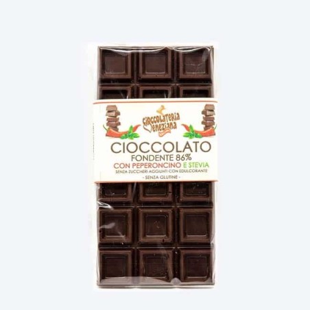 Tablette de Chocolat Noir 86% au Piment doux, sucrée à la stévia