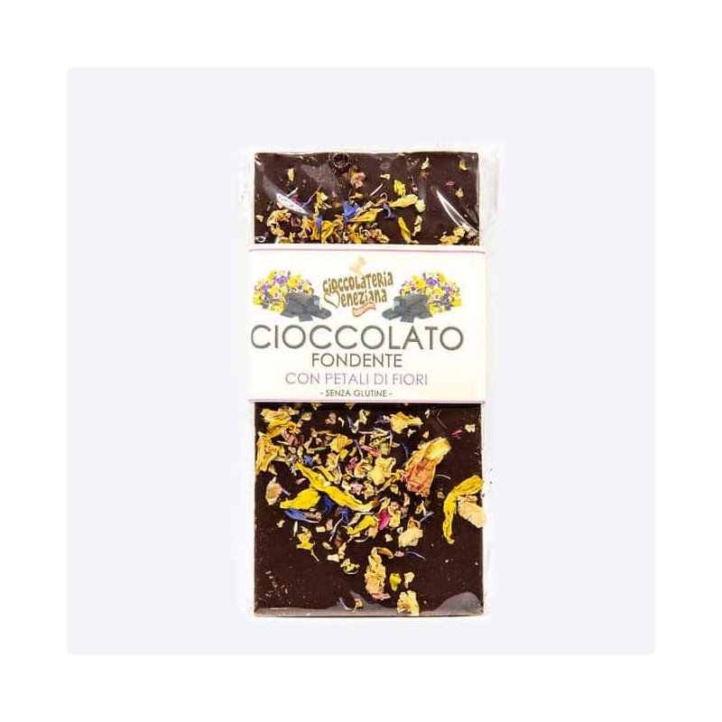 Dark chocolate with flower petals