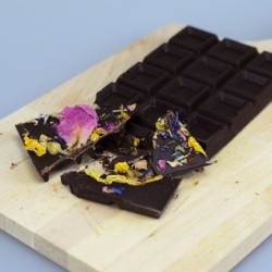 Dark chocolate with flower petals