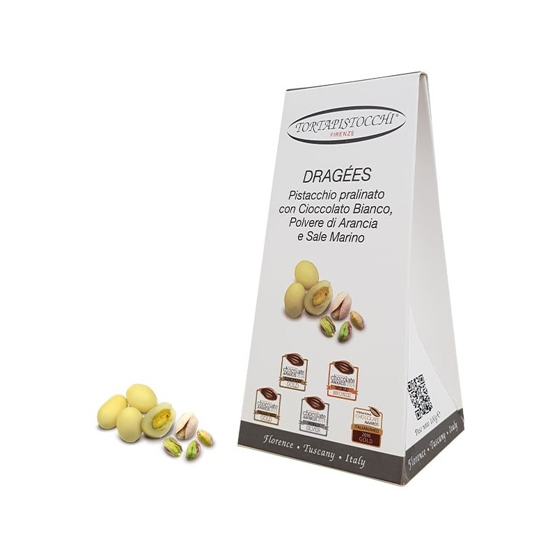 Dragées al Pistacchio Cioccolato Bianco Polvere d'Arancia