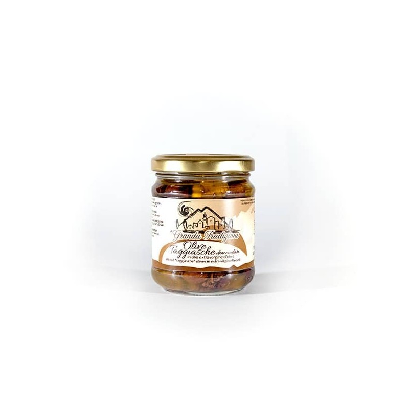 Pitted Taggiasca olives in extra virgin olive oil