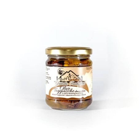 Pitted Taggiasca olives in extra virgin olive oil