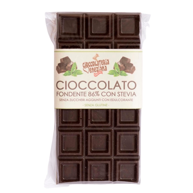 Tavoletta Cioccolato Fondente 86% dolcificato con stevia