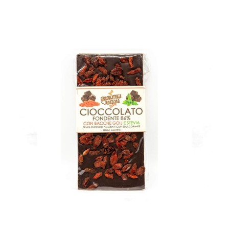 Tablette de chocolat noir sans sucre à la stévia et aux baies de goji