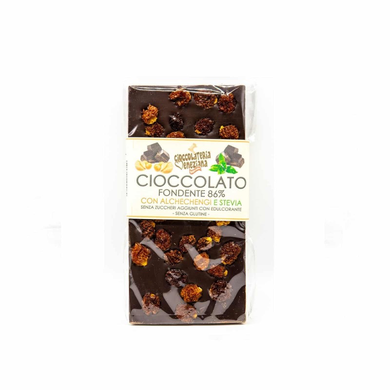 Tablette de chocolat noir 86% aux alkékenges et à la stévia