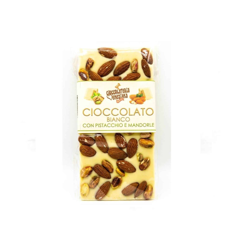 Tavoletta cioccolato bianco Pistacchi e Mandorle