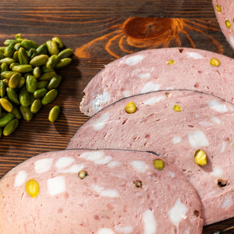 Mortadelle au poivre et pistache de Bronte de Porc Noir des Nebrodi