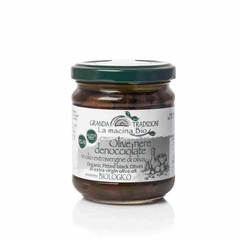Olive nere denocciolate in olio extravergine di oliva BIO