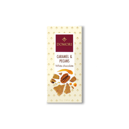 Tablette de Chocolat Blanc au Caramel et aux Noix de Pécan