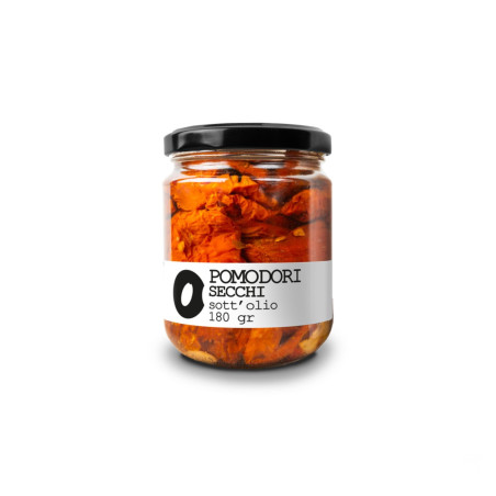 Pomodori essiccati sott’olio conditi con aglio e un pizzico di peperoncino