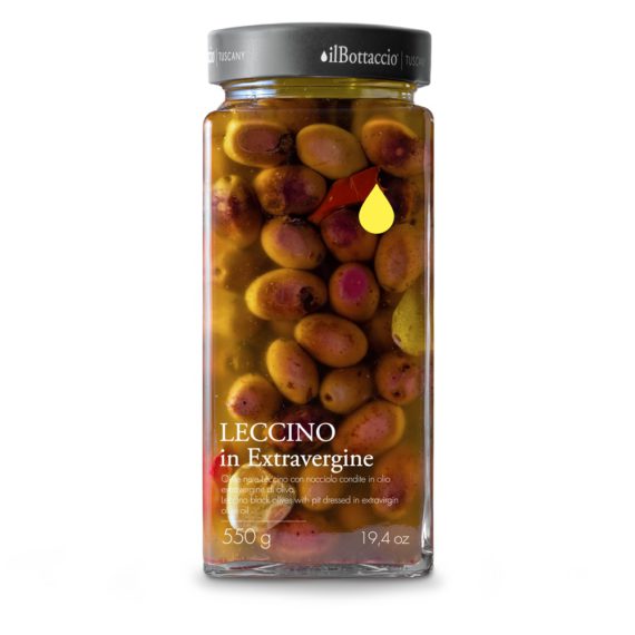 Olive-nere-Leccino-condite-in-olio-extravergine